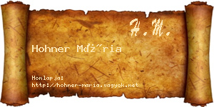 Hohner Mária névjegykártya